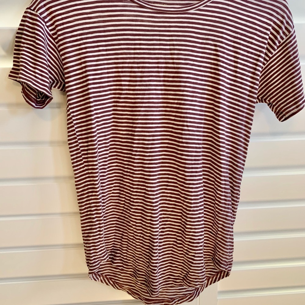 XS Madewell purple striped tee.